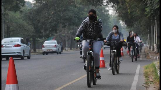 Chandigarh currently has cycle tracks running across 200km. (HT File Photo)