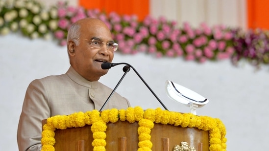 President Ram Nath Kovind addressed a gathering here after the inauguration of the newly-constructed building of school and hostel of Seva Kunj Ashram. (ANI Photo) President Ram Nath Kovind addressed a gathering here after the inauguration of the newly-constructed building of school and hostel of Seva Kunj Ashram. (ANI Photo)