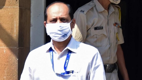 Mumbai Police Officer Sachin Vaze leaves from the Police Commissionerate in Mumbai on Wednesday. (ANI Photo) Mumbai Police Officer Sachin Vaze leaves from the Police Commissionerate in Mumbai on Wednesday. (ANI Photo)