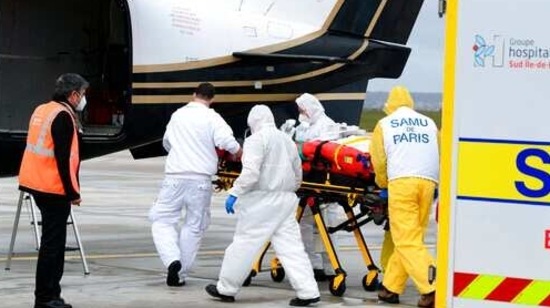 Special medical planes dispatched patients from Paris to less-saturated regions over the weekend. (Jaques Witt, Pool via AP) (AP) Special medical planes dispatched patients from Paris to less-saturated regions over the weekend. (Jaques Witt, Pool via AP) (AP)