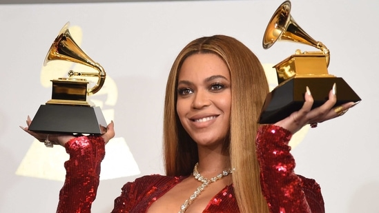 In this file photo taken on February 12, 2017 Singer Beyonce poses with her Grammy trophies in the press room during the 59th Annual Grammy music Awards in Los Angeles, California. (AFP) In this file photo taken on February 12, 2017 Singer Beyonce poses with her Grammy trophies in the press room during the 59th Annual Grammy music Awards in Los Angeles, California. (AFP)