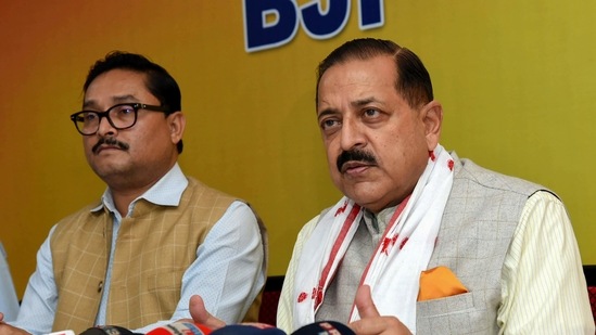 Guwahati: Union Minister of State at PMO and BJP leader, Jitendra Singh addresses a press conference at the party office in Guwahati, Tuesday, Feb. 16, 2021. (PTI Photo) (PTI02_16_2021_000112A)(PTI) Guwahati: Union Minister of State at PMO and BJP leader, Jitendra Singh addresses a press conference at the party office in Guwahati, Tuesday, Feb. 16, 2021. (PTI Photo) (PTI02_16_2021_000112A)(PTI)