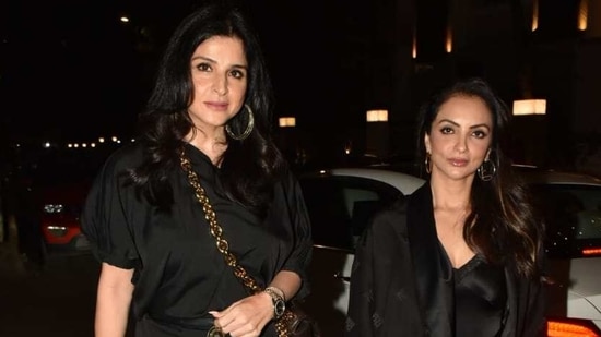 Seema Khan arrives with good friend Maheep Kapoor.(Varinder Chawla)