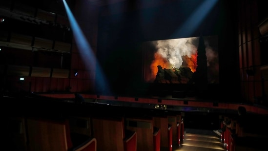 Greek soprano Artemis Bogri sings during a rehearsal of "Despo-Greek Dances" Opera and dance performance in Athens, Thursday, March 4, 2021. (AP)