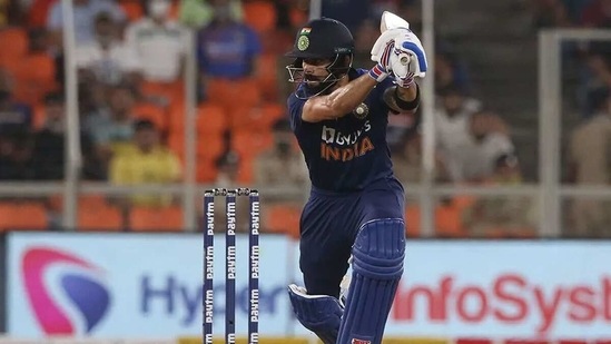 Virat Kohli drives through the covers. (BCCI)