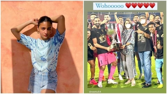 Alia Bhatt cheered for Mumbai City FC, Neetu Kapoor lifted the ISL trophy with the players. Alia Bhatt cheered for Mumbai City FC, Neetu Kapoor lifted the ISL trophy with the players.