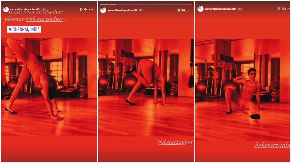 Samantha Akkineni nails her animal flow session (Instagram stories/ samantharuthprabhuoffl) Samantha Akkineni nails her animal flow session (Instagram stories/ samantharuthprabhuoffl)
