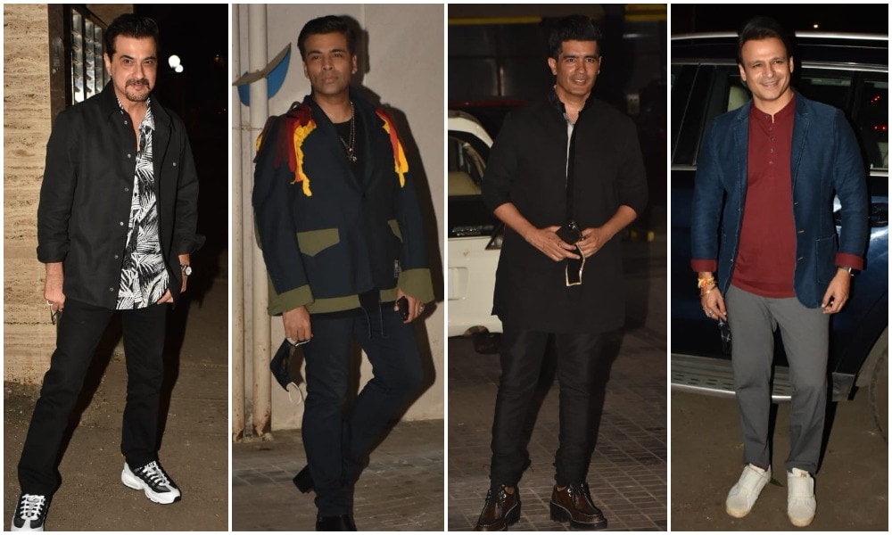 Sanjay Kapoor, Karan Johar, Manish Malhotra and Vivek Oberoi at the bash.(Varinder Chawla) Sanjay Kapoor, Karan Johar, Manish Malhotra and Vivek Oberoi at the bash.(Varinder Chawla)