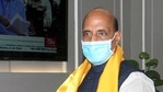 Union defence minister Rajnath Singh urged farmers to restart discussions with the government. (ANI Photo) Union defence minister Rajnath Singh urged farmers to restart discussions with the government. (ANI Photo)