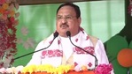 The senior BJP leader asked people attending the rally whether they wanted a guarantee of scams or a guarantee of development.(ANI Photo)