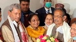 **EDS: TWITTER IMAGE POSTED BY @BJP4UK ON THURSDAY, MARCH 11, 2021** Dehradun: Newly-elected Uttarakhand Chief Minister Tirath Singh Rawat being felicitated by former CM BC Khanduri, in Dehradun. (PTI Photo)(PTI03_11_2021_000091B)(PTI) **EDS: TWITTER IMAGE POSTED BY @BJP4UK ON THURSDAY, MARCH 11, 2021** Dehradun: Newly-elected Uttarakhand Chief Minister Tirath Singh Rawat being felicitated by former CM BC Khanduri, in Dehradun. (PTI Photo)(PTI03_11_2021_000091B)(PTI)