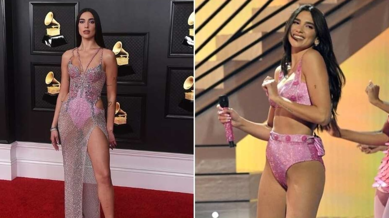 Dua Lipa S Butterfly Versace Dress At The Grammys Popsugar Fashion