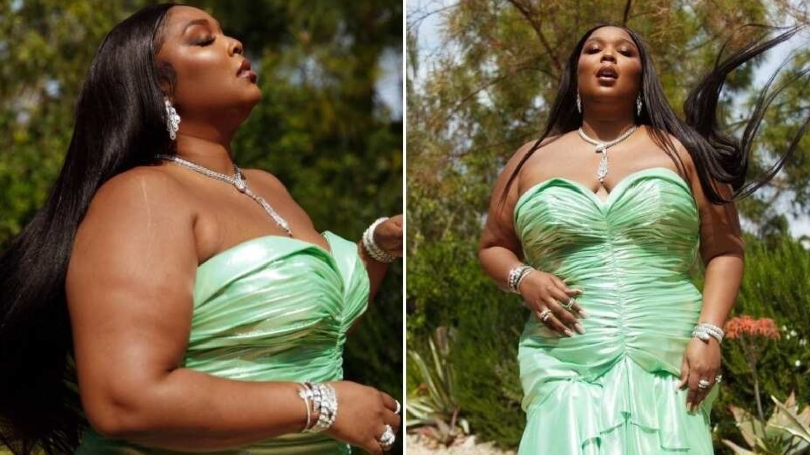 Grammys 2021: Lizzo is a stunner in strapless green dress and