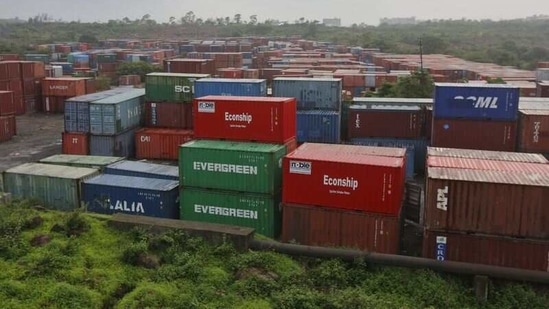 Cargo containers are seen stacked outside the container terminal of Jawaharlal Nehru Port Trust (JNPT) in Mumbai. (Reuters File) Cargo containers are seen stacked outside the container terminal of Jawaharlal Nehru Port Trust (JNPT) in Mumbai. (Reuters File)