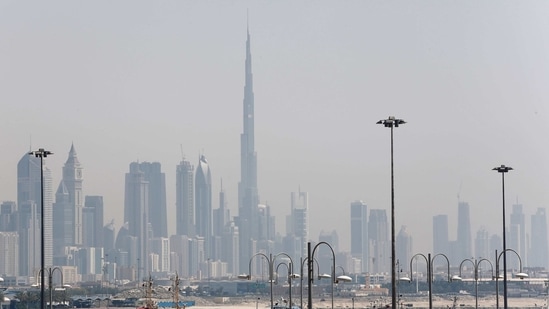 The skyline is seen with the Burj Khalifa as ships dock at Port Rashid. (REUTERS / File)