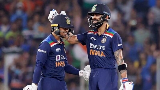 India captain Virat Kohli with Ishan Kishan.(REUTERS)