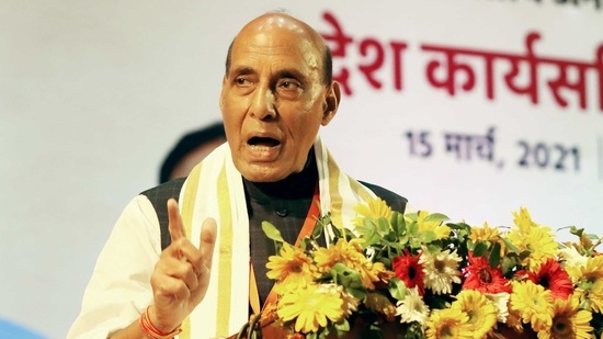 Union Defense Minister Rajnath Singh addresses during the party's state working committee meeting at Indira Gandhi Pratisthan, in Lucknow on Monday. (ANI Photo) Union Defense Minister Rajnath Singh addresses during the party's state working committee meeting at Indira Gandhi Pratisthan, in Lucknow on Monday. (ANI Photo)