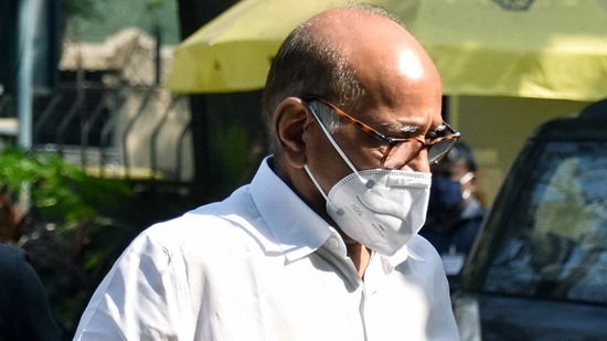 NCP chief Sharad Pawar arrives at a meeting held at Y B Chavan Hall, in Mumbai on Monday. (ANI Photo) NCP chief Sharad Pawar arrives at a meeting held at Y B Chavan Hall, in Mumbai on Monday. (ANI Photo)
