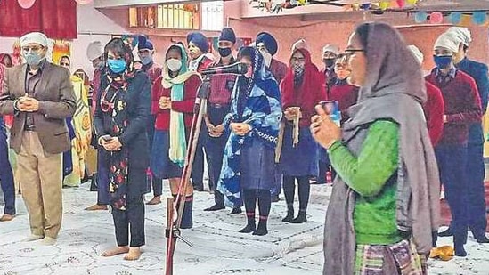 A prayer meeting being conducted at AKSIPS-45 Smart School in Chandigarh. A prayer meeting being conducted at AKSIPS-45 Smart School in Chandigarh.
