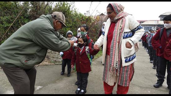 Most schools have divided the number of students into two and asked the parents to send their wards on alternate days. (HT File)