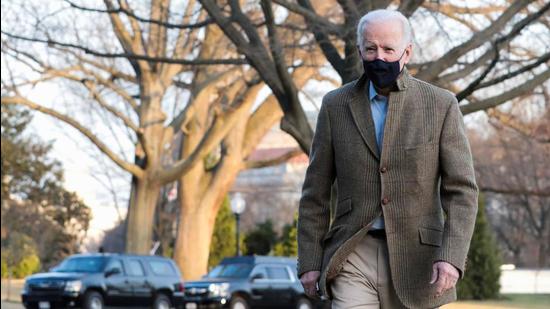 US President Joe Biden at the South Lawn of the White House in Washington, DC on March 14, 2021. (REUTERS) US President Joe Biden at the South Lawn of the White House in Washington, DC on March 14, 2021. (REUTERS)