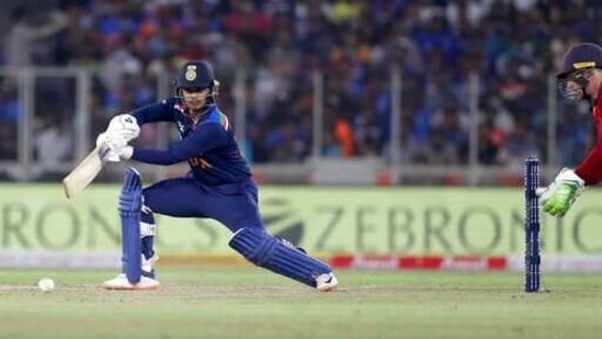 India's Ishan Kishan bats during the second T20I against England at Narendra Modi Stadium in Ahmedabad (AP) India's Ishan Kishan bats during the second T20I against England at Narendra Modi Stadium in Ahmedabad (AP)