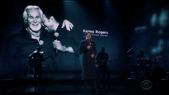 Lionel Richie performs in this screen grab taken from video of the 63rd Annual Grammy Awards in Los Angeles, on March 14. The 2021 Grammys looked back at the legendary performers and featured emotional musical tributes to Little Richard, Kenny Rogers, and other iconic celebrities.(CBS/Handout via REUTERS)