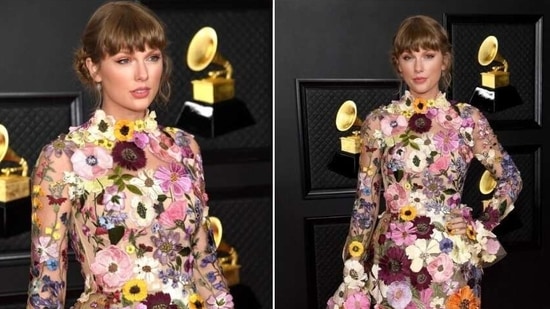 Taylor Swift at the Grammy's red carpet(Instagram/ recordingacademy and oscardelarenta)