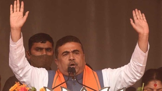 Adhikari had said on March 6 that he would drive the TMC out of Bengal and ensure that the BJP emerges victorious in Nandigram and across the state.(HT file photo) Adhikari had said on March 6 that he would drive the TMC out of Bengal and ensure that the BJP emerges victorious in Nandigram and across the state.(HT file photo)