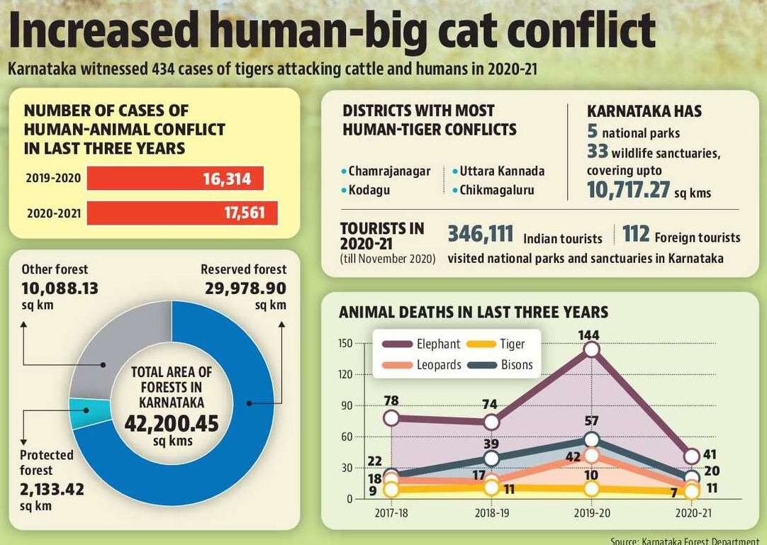 Tracking the human-big cat conflict in Karnataka(HT Graphics) Tracking the human-big cat conflict in Karnataka(HT Graphics)