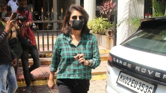 Neetu Kapoor seen outside a clinic.