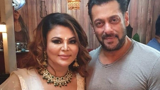 Rakhi Sawant poses with Salman Khan.