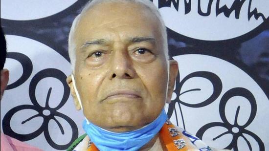 Former BJP leader Yashwant Sinha joins Trinamool Congress Party ahead of West Bengal assembly elections, in Kolkata on March 13. (PTI)