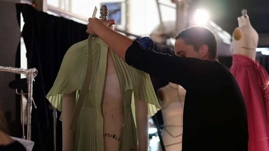 Final adjustments are made to a creation backstage before the Brandon Maxwell Spring/Summer 2019 collection is presented during New York Fashion Week in the Manhattan borough of New York City, U.S., September 8, 2018. (Representational)(REUTERS)