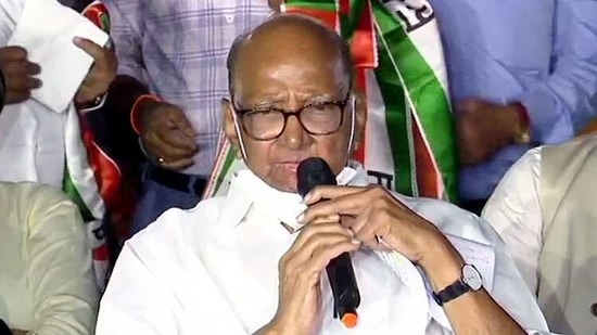 NCP Chief Sharad Pawar addresses a press meet, in New Delhi on Tuesday. (ANI Photo)