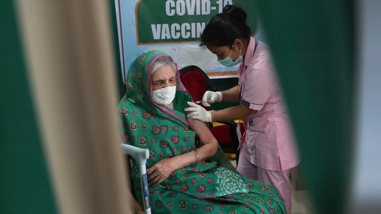 An elderly Indian woman receives COVID-19 vaccine at a private hospital in Guwahati (AP Photo) An elderly Indian woman receives COVID-19 vaccine at a private hospital in Guwahati (AP Photo)