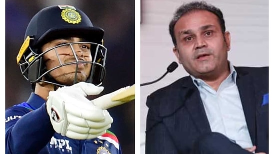 Ishan Kishan and Virender Sehwag.(PTI/File) Ishan Kishan and Virender Sehwag.(PTI/File)