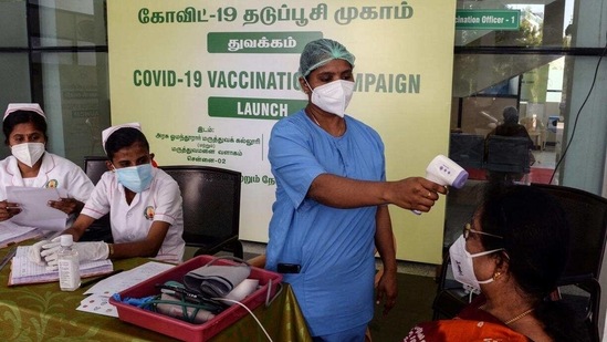 Adequate steps should be taken to ensure eligible individuals receive their vaccine shots, chief secretary Rajeev Ranjan said. In picture - Covid-19 vaccination centre in Chennai. (AFP) Adequate steps should be taken to ensure eligible individuals receive their vaccine shots, chief secretary Rajeev Ranjan said. In picture - Covid-19 vaccination centre in Chennai. (AFP)