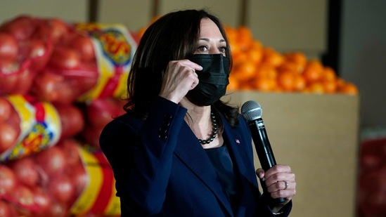 Vice President Kamala Harris speaks during a visit with the Culinary Union at the Culinary Academy of Las Vegas, Monday. (AP Photo) Vice President Kamala Harris speaks during a visit with the Culinary Union at the Culinary Academy of Las Vegas, Monday. (AP Photo)