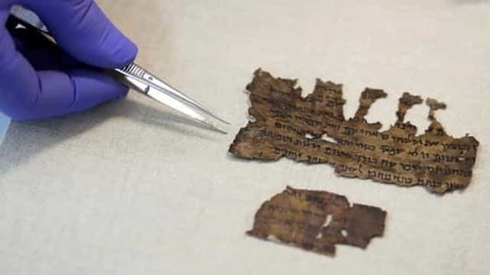 Fragments from the Dead Sea Scrolls that underwent genetic sampling to shed light on the 2,000-year-old biblical trove. (REUTERS/Ronen Zvulun)