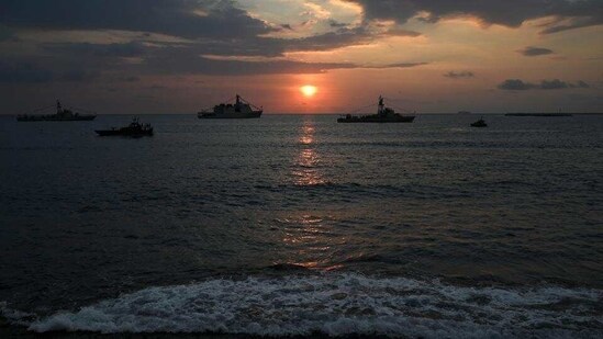 Sri Lankan navy vessels along the sea front at Galle Face promenade in Colombo on December 9, 2020. Image used for representational purpose only.(AFP)