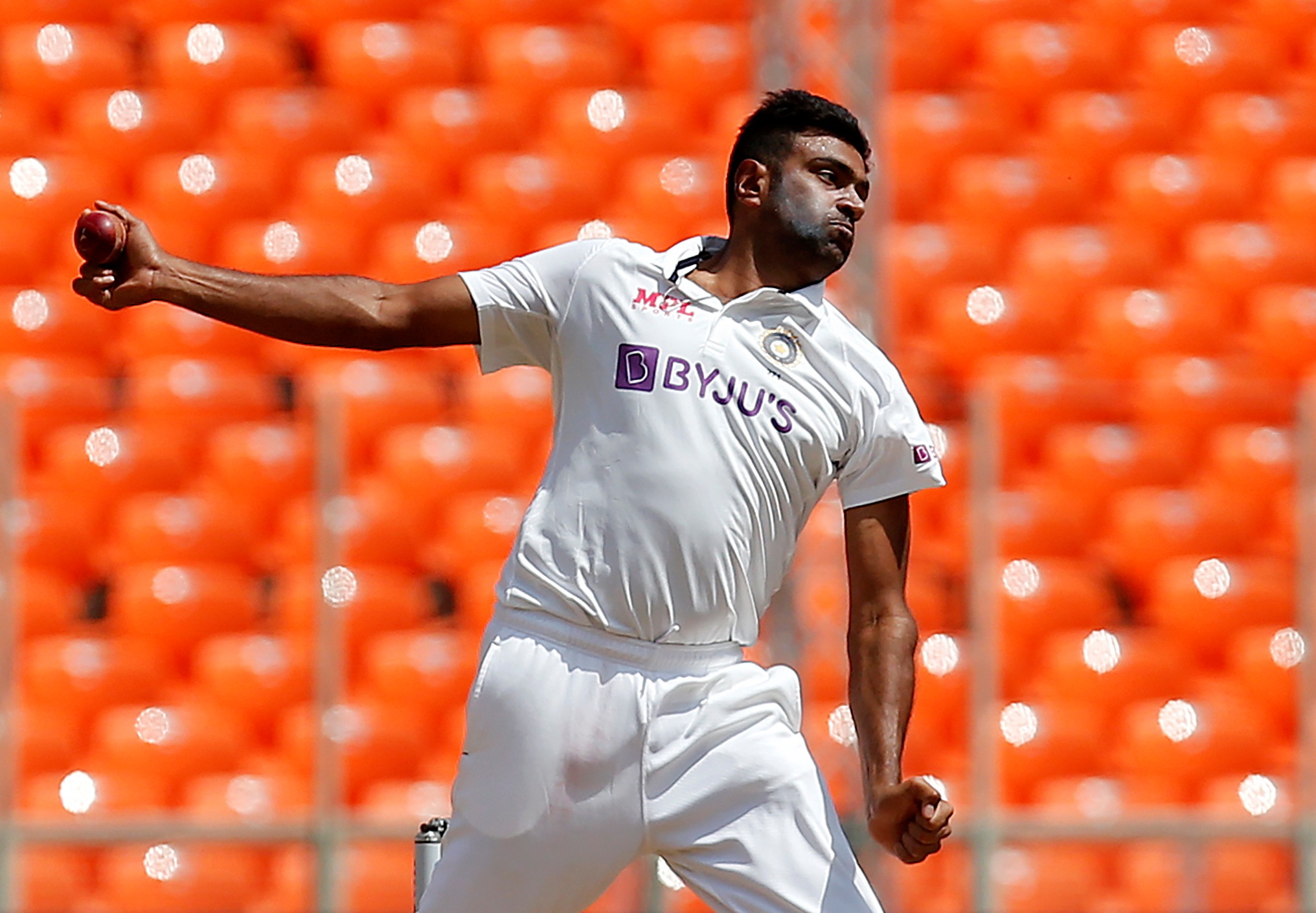 India's Ravichandran Ashwin bowls. (REUTERS)