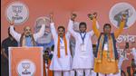 Union home minister and BJP leader Amit Shah addresses an election campaign rally, ahead of West Bengal assembly polls, in Bankura. (PTI)