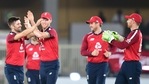Mark Wood celebrates the wicket of Indian batsman Rohit Sharma during the third T20I against India(PTI) Mark Wood celebrates the wicket of Indian batsman Rohit Sharma during the third T20I against India(PTI)