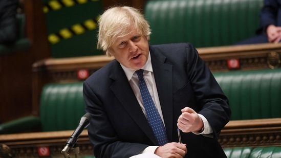 FILE PHOTO: Britain's Prime Minister Boris Johnson speaks during the weekly question time debate at the House of Commons in London, Britain March 10, 2021. UK Parliament/Jessica Taylor/Handout via REUTERS/File Photo(via REUTERS)