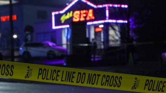 Crime scene tape surrounds Gold Spa after deadly shootings at a massage parlor and two day spas in the Atlanta area, in Atlanta, Georgia, US.(Reuters)