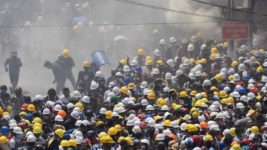 The extent of protests Wednesday in Yangon was hard to gauge as the government further restricted communications, limiting access to timely information.(Reuters)