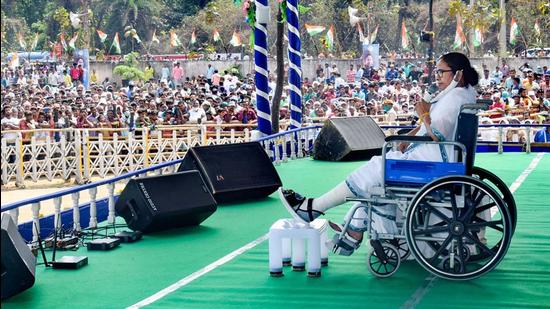 West Bengal chief minister and Trinamool Congess chief Mamata Banerjee addresses an election campaign rally ahead of state assembly polls. (PTI) West Bengal chief minister and Trinamool Congess chief Mamata Banerjee addresses an election campaign rally ahead of state assembly polls. (PTI)