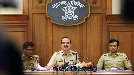 Mumbai police commissioner Param Bir Singh seen at a press conference in this file picture from 2018. Hemant Nagrale took over as the city's top cop after Singh was transferred. (Bhushan Koyande/HT) Mumbai police commissioner Param Bir Singh seen at a press conference in this file picture from 2018. Hemant Nagrale took over as the city's top cop after Singh was transferred. (Bhushan Koyande/HT)
