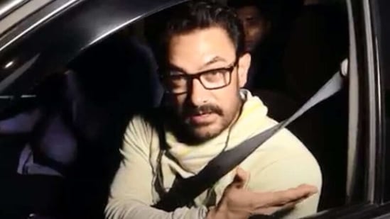 Aamir Khan post the screening of Koi Jaane Na on Tuesday.